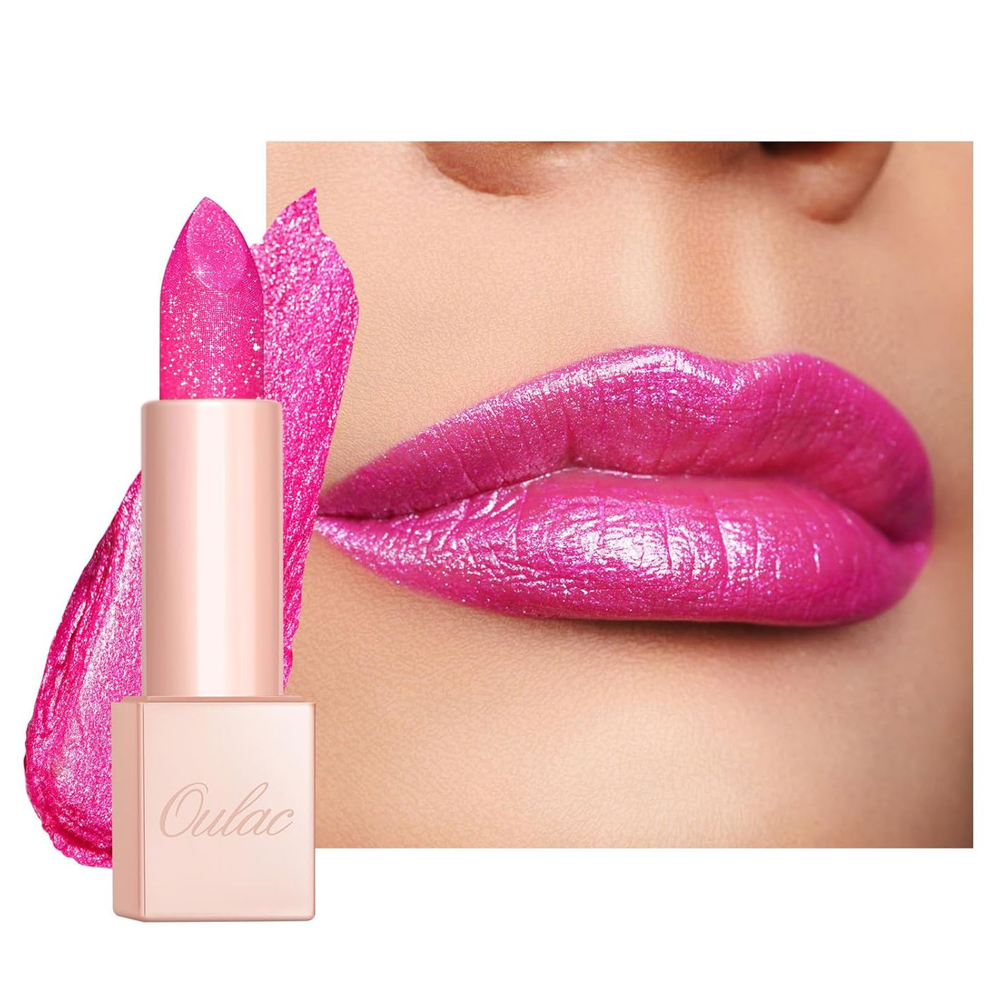 Oulac Pink Shimmer Lipstick for Women Infinity High Shine Finish kapak resmi